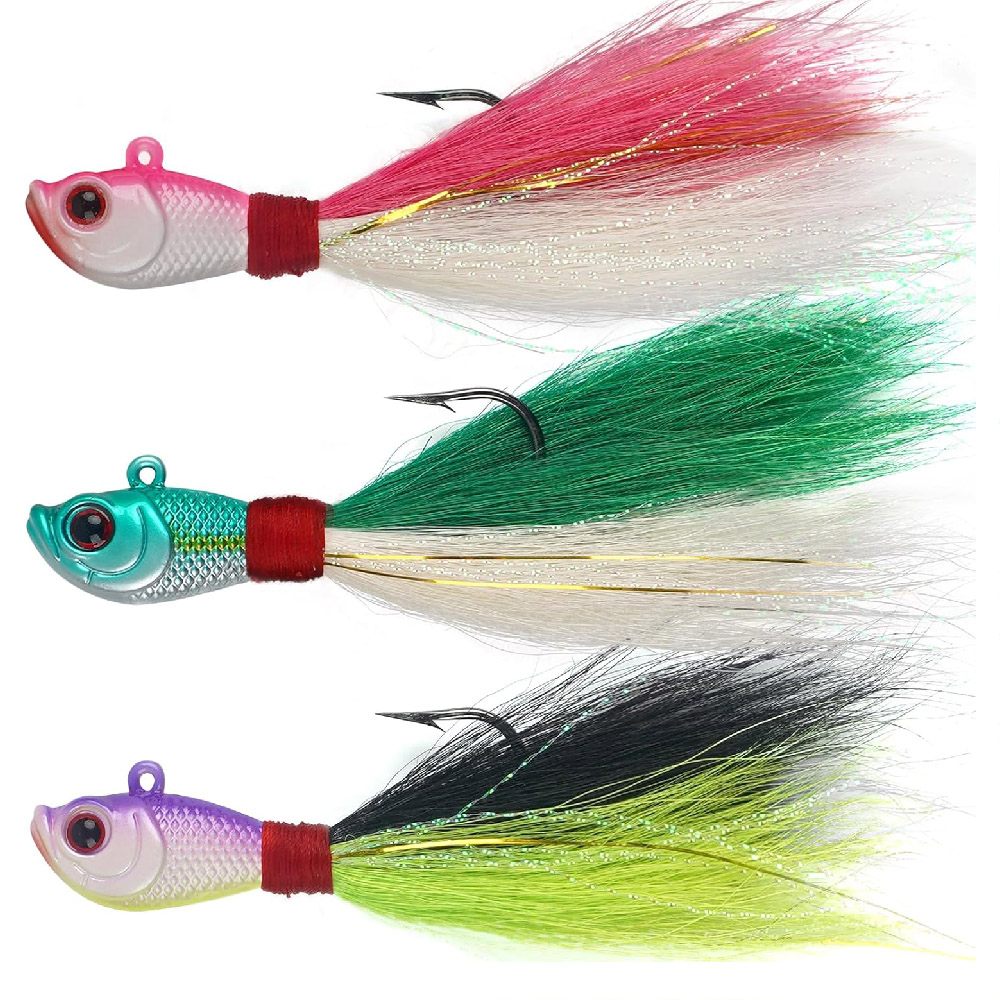 3 uds Bucktail Jigs agua salad - Surf Fishing Equipment reseña y precio