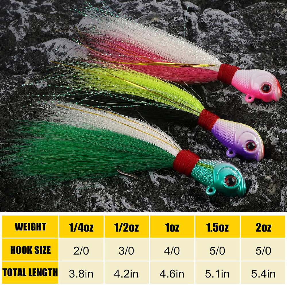 3 uds Bucktail Jigs agua salad - Surf Fishing Equipment reseña y precio